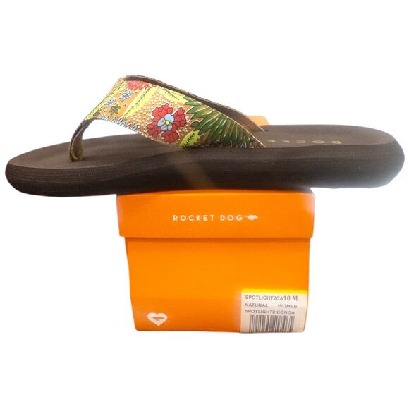 Rocket Dog Spotlight Platform Flip Flop Tropical Floral Women's Size 10 - Picture 1 of 6
